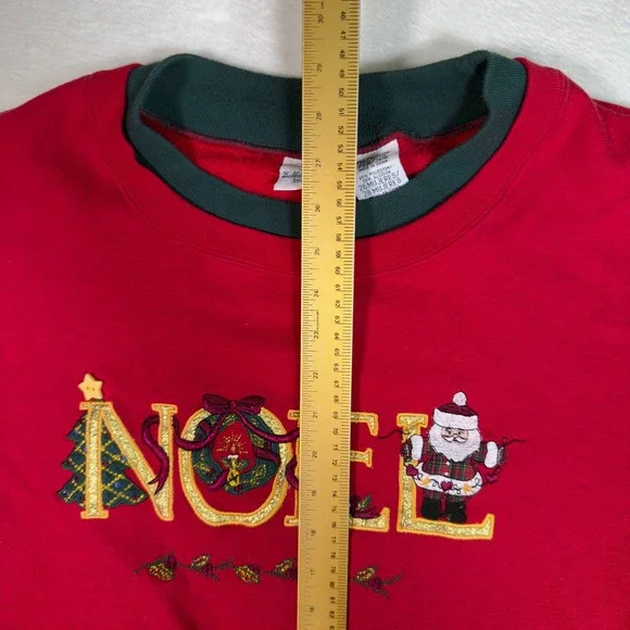 Bobbie Brooks‎ Woman Red Noel Christmas Santa Tree Embroidered Long Sleeve - Picture 3 of 6